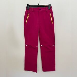 Kids Bright Pink Windproof, Waterproof Snow Pants with Yellow Accents Size XL